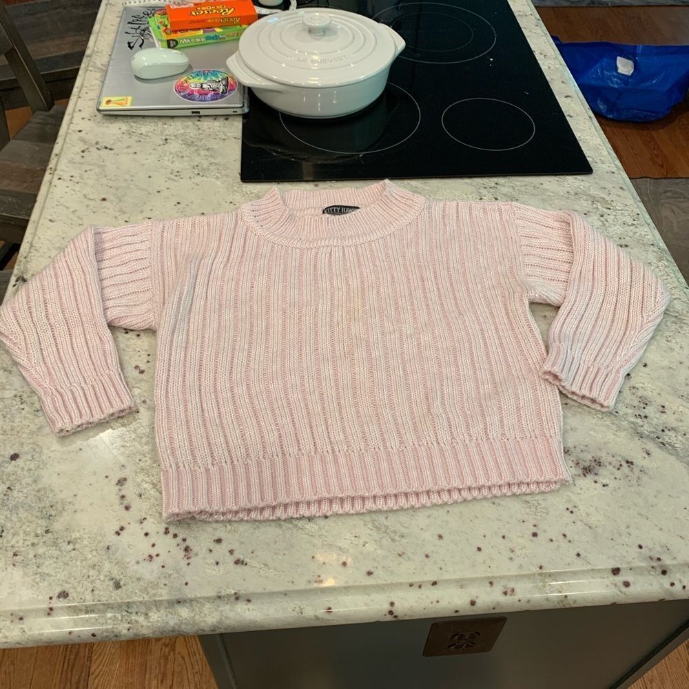 Vintage Kitty Hawk Pink Acrylic Sweater sz S